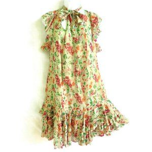 DVF Dress Vintage Style Frilly Ruffles Garden Floral Romantic Pleated Romantic